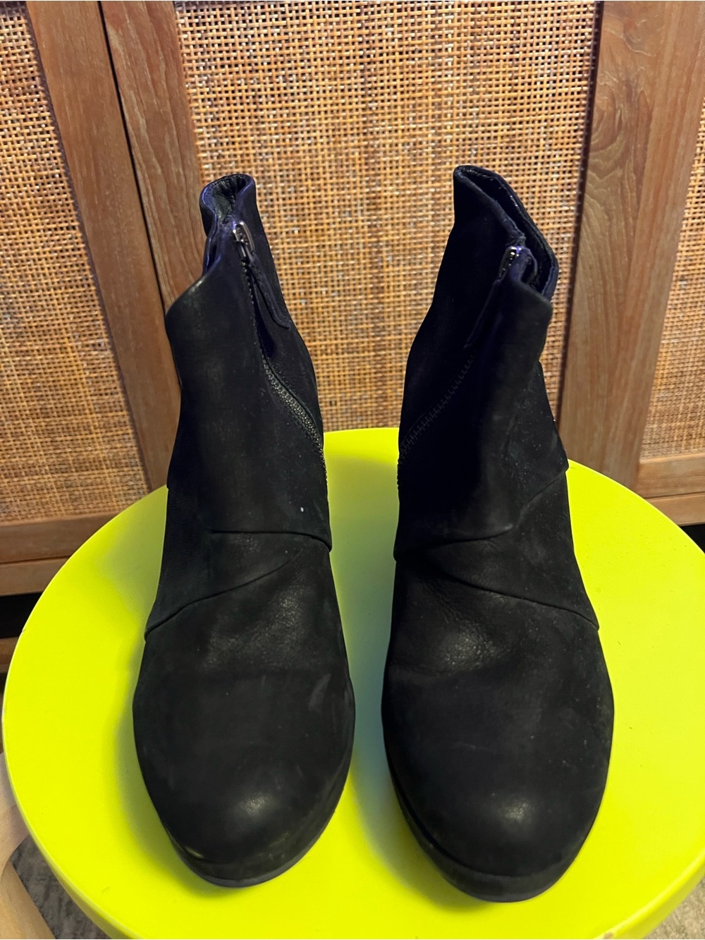 EILEEN FISHER Black Suede Platform Booties